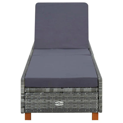 Sunbed Grey PE Rattan Standard Adjustable Armrests Sunbed
