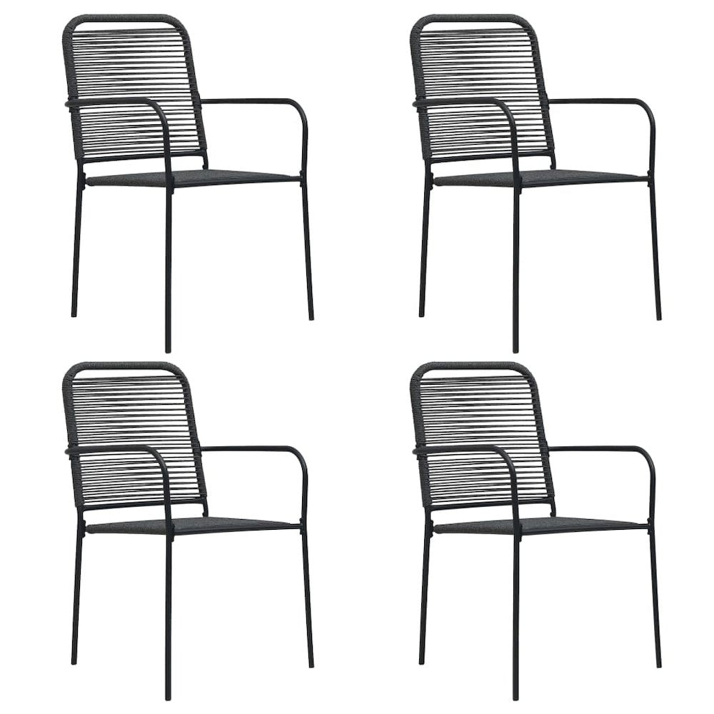 Garden Chair Set of 4 Black Cotton rope Standard