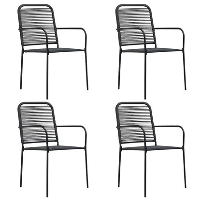 Garden Chair Set of 4 Black Cotton rope Standard