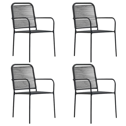 Garden Chair Set of 4 Black Cotton rope Standard