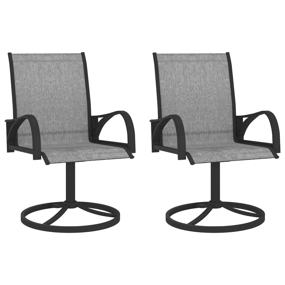 Garden Chair Set of 2 Gray Textilene, Powder-Coated Steel Medium