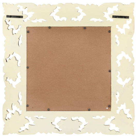 vidaXL Hand Carved Mirror White 19.7"x19.7" Solid Mango Wood