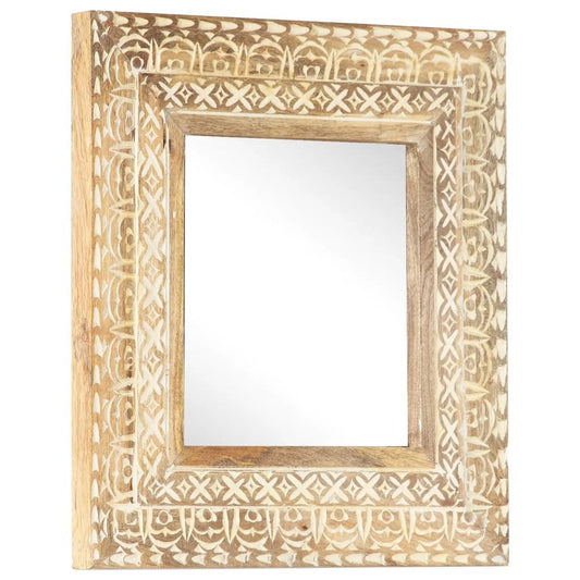 vidaXL Hand-Carved Mirror 19.7"x19.7"x1" Solid Mango Wood