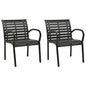 Garden Chair Set of 2 Black Steel with powder-coated finish, WPC