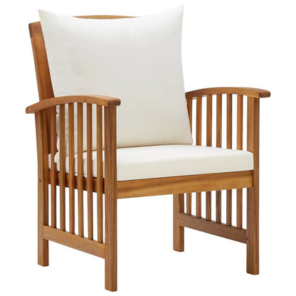 Garden Chair Set of 2 Cream White (Cushions) Solid Acacia wood