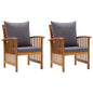 Garden Chair Set of 2 Dark grey, Natural wood Solid acacia wood