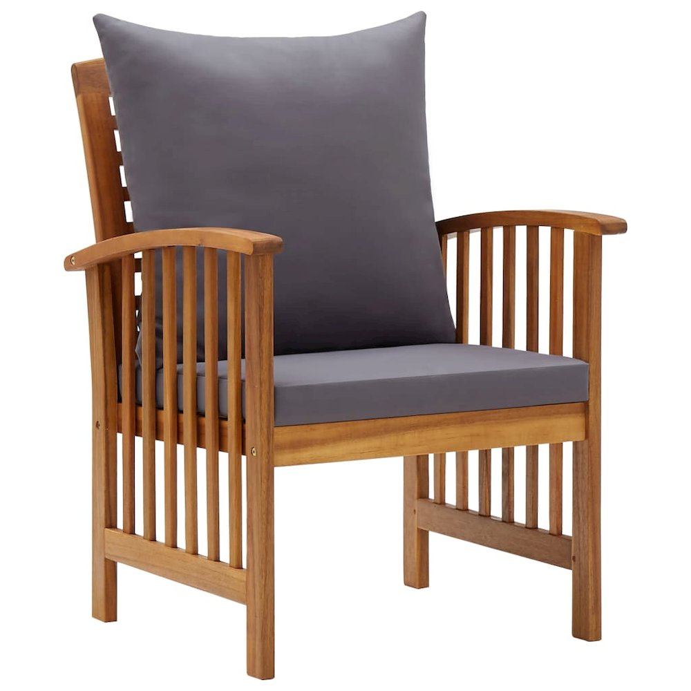 Garden Chair Set of 2 Dark grey, Natural wood Solid acacia wood