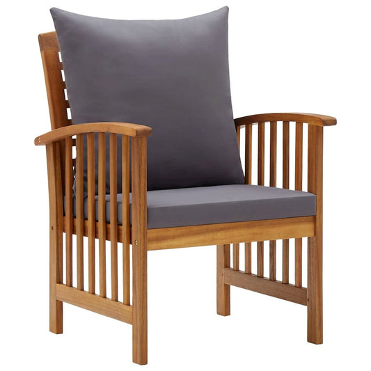 Garden Chair Set of 2 Dark grey, Natural wood Solid acacia wood