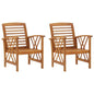 Garden Chair Set of 2 Natural Wood Solid acacia wood Standard