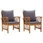 Garden Chair Set of 2 Dark grey cushions Solid acacia wood Medium