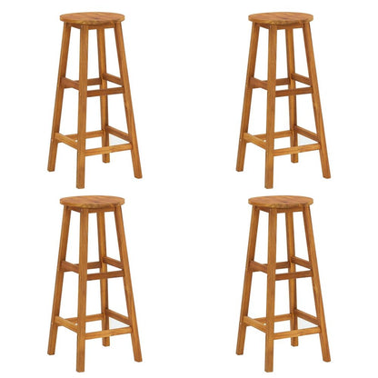 Bar Stool Set of 4 Acacia Wood Color Solid Acacia Wood Standard