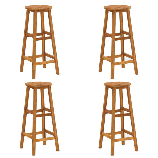 Bar Stool Set of 4 Acacia Wood Color Solid Acacia Wood Standard