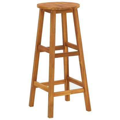 Bar Stool Set of 6 Solid acacia wood Standard Footrest