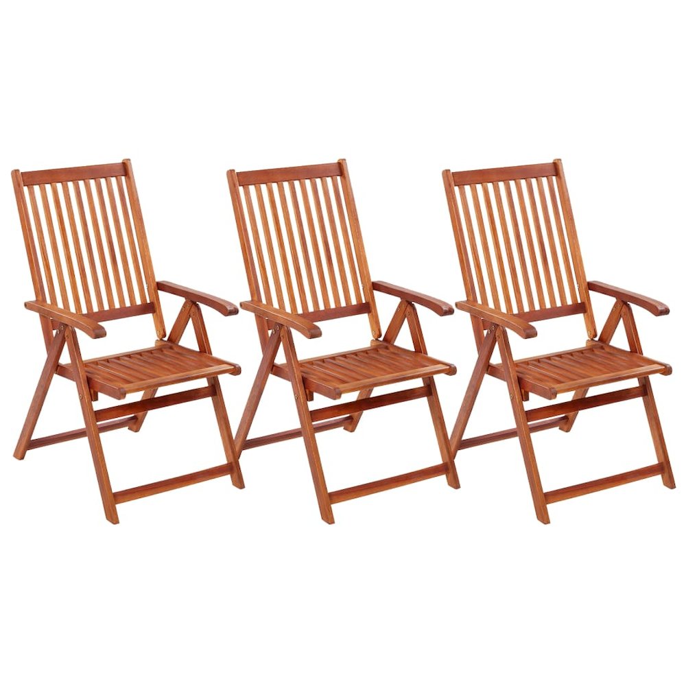 Garden Chair Set of 3 Brown Solid Acacia wood Medium Foldable
