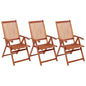 Garden Chair Set of 3 Brown Solid Acacia wood Medium Foldable