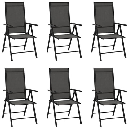 Garden Chair Set of 6 Black Aluminum Standard Foldable