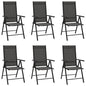 Garden Chair Set of 6 Black Aluminum Standard Foldable