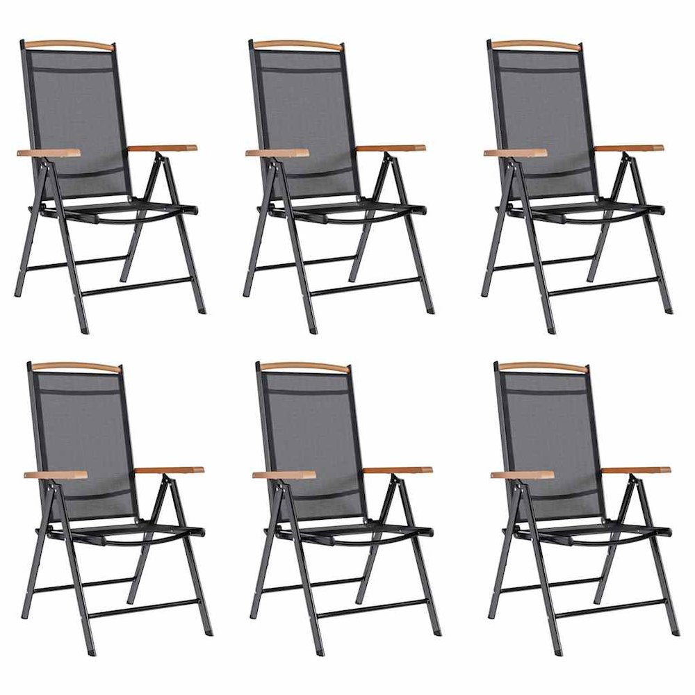 Garden Chair Set of 6 Black Plywood Standard Foldable