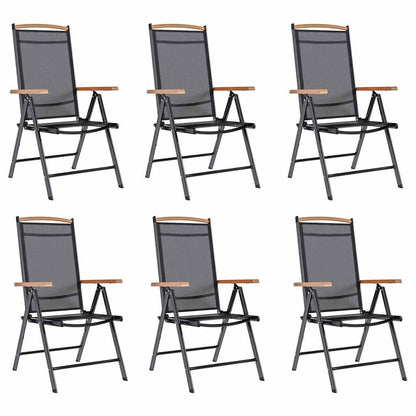 Garden Chair Set of 6 Black Plywood Standard Foldable