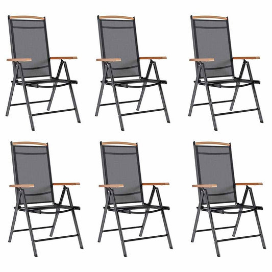 Garden Chair Set of 6 Black Plywood Standard Foldable