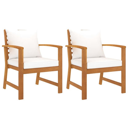 Garden Chair Set of 2 Cream and Wood