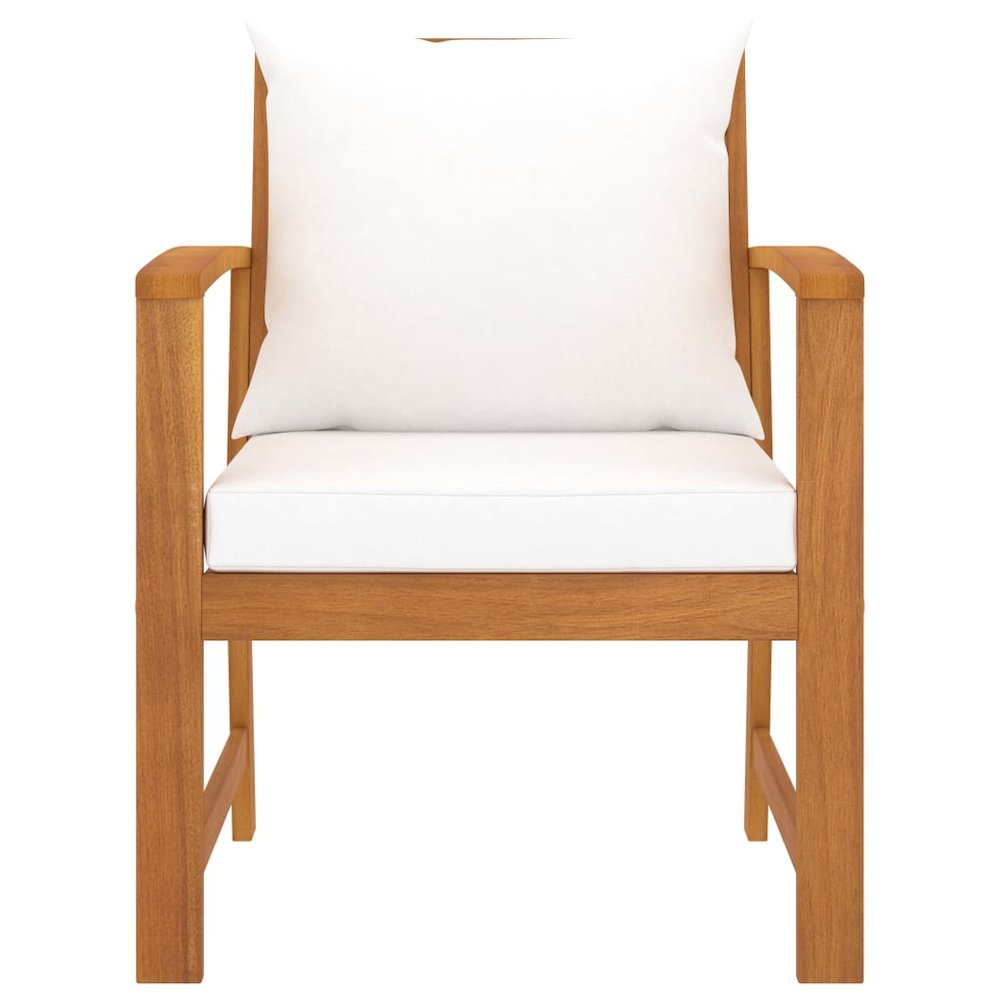 Garden Chair Set of 2 Cream and Wood
