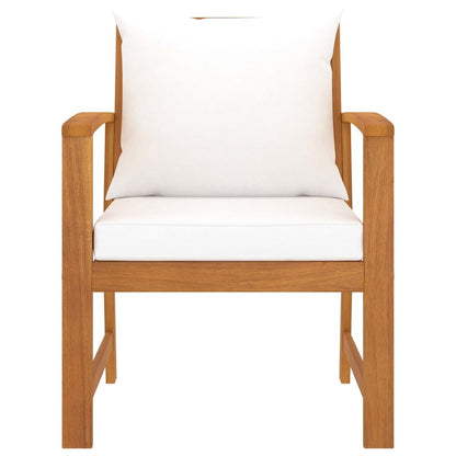 Garden Chair Set of 2 Cream and Wood