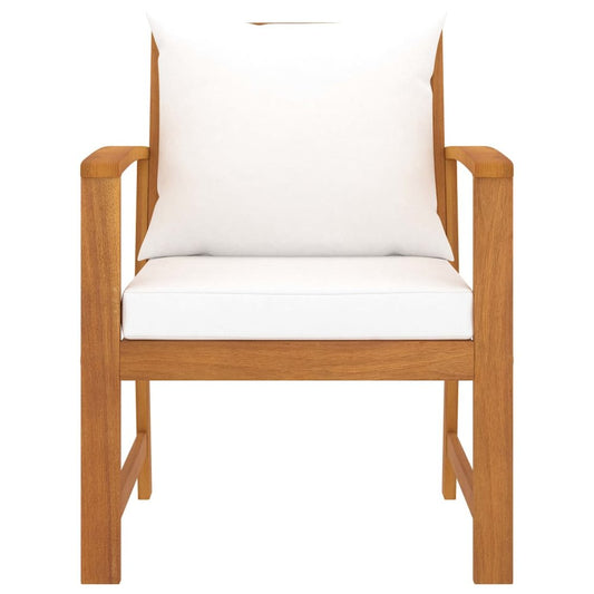 Garden Chair Set of 2 Cream and Wood