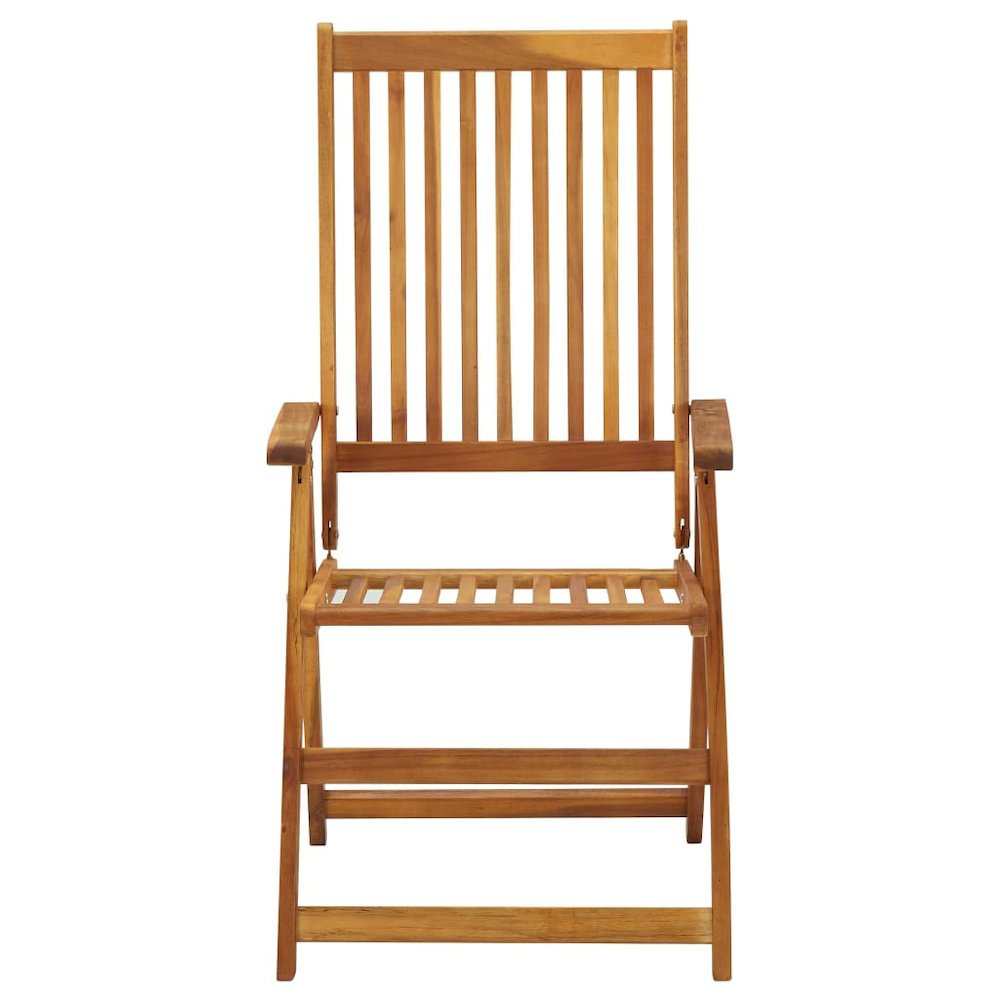 Garden Chair Set of 3 Natural Wood Solid Acacia Wood Medium