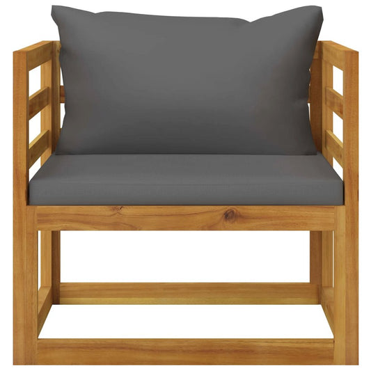 Wooden Chair Dark Grey, Natural Wood Solid Acacia Wood Standard
