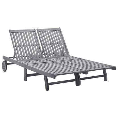 Sunlounger Grey wash Solid Acacia Wood Big enough for two