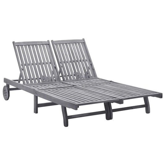 Sunlounger Grey wash Solid Acacia Wood Big enough for two