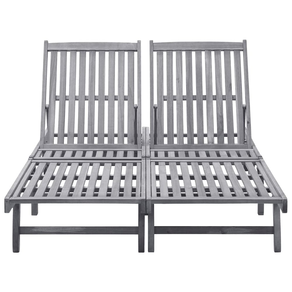 Sunlounger Grey wash Solid Acacia Wood Big enough for two