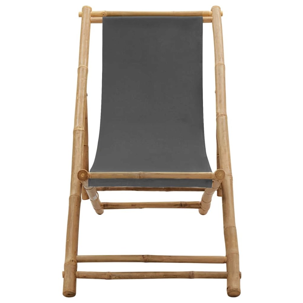 Deck Chair Dark Grey Bamboo and Canvas (100% Polyester) Standard