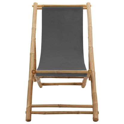 Deck Chair Dark Grey Bamboo and Canvas (100% Polyester) Standard
