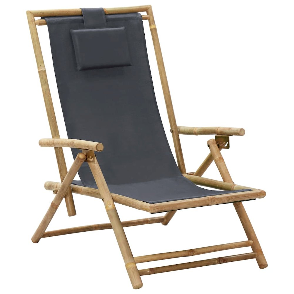Relaxing Chair Dark grey Bamboo, Polyester Medium