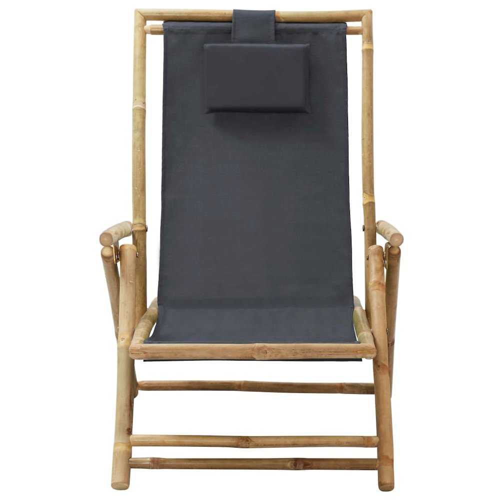 Relaxing Chair Dark grey Bamboo, Polyester Medium