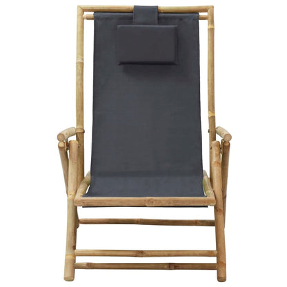 Relaxing Chair Dark grey Bamboo, Polyester Medium