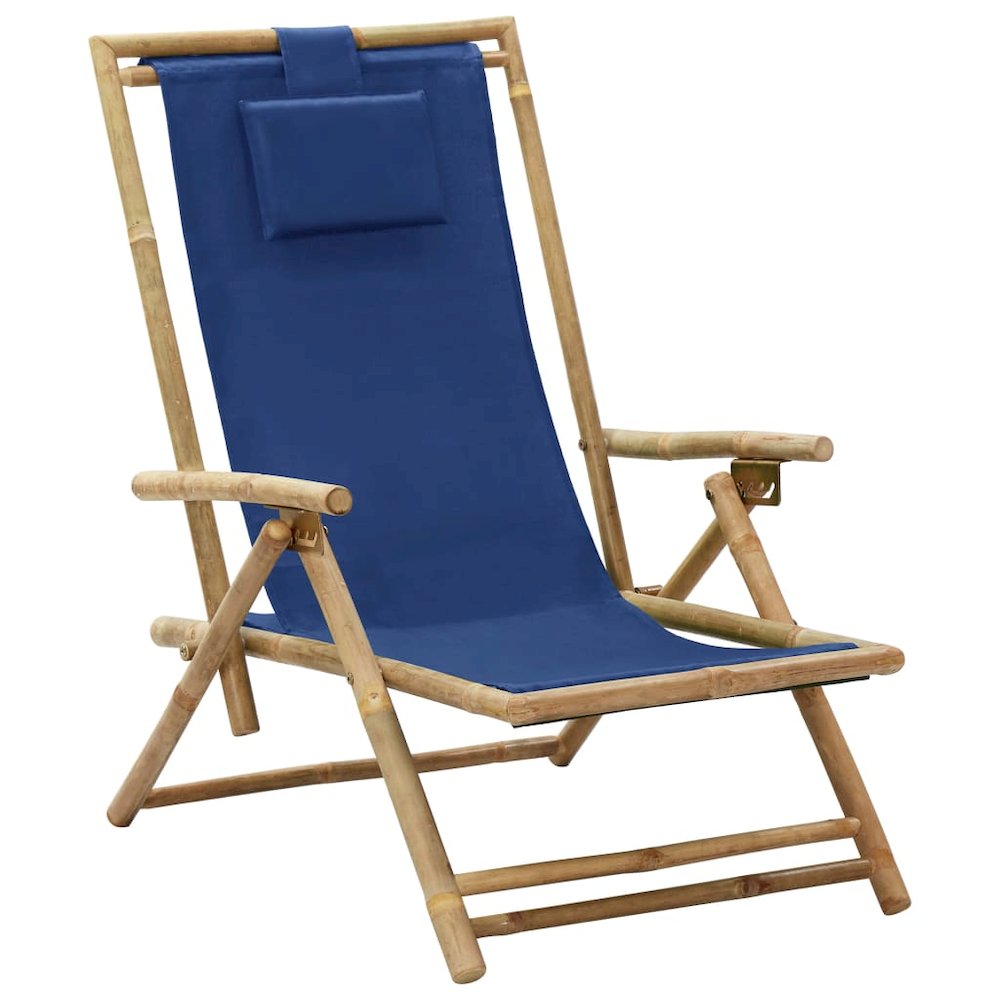 Relaxing Chair Navy Blue Bamboo, Polyester Standard Foldable