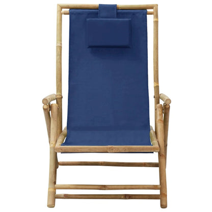 Relaxing Chair Navy Blue Bamboo, Polyester Standard Foldable