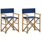 Director's Chair Set of 2 Blue Bamboo Standard Foldable