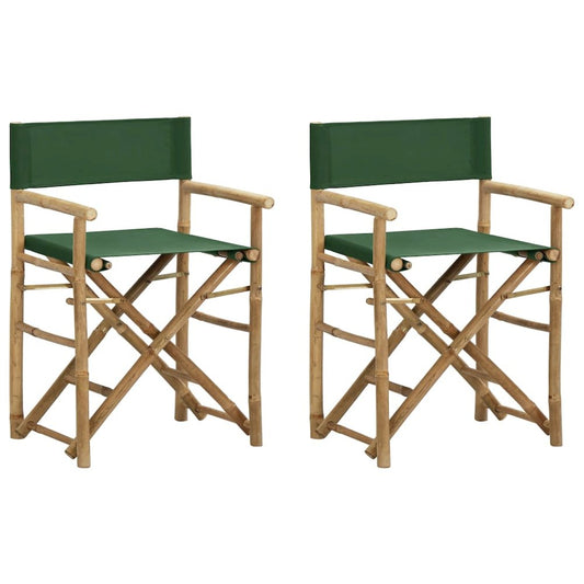 Directors Chair Set of 2 Green Bamboo, fabric (100% polyester)