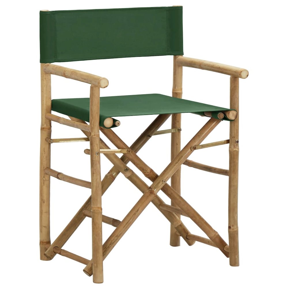 Directors Chair Set of 2 Green Bamboo, fabric (100% polyester)