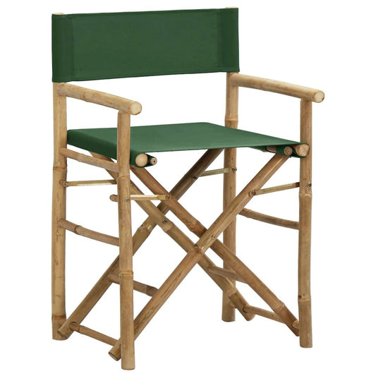 Directors Chair Set of 2 Green Bamboo, fabric (100% polyester)