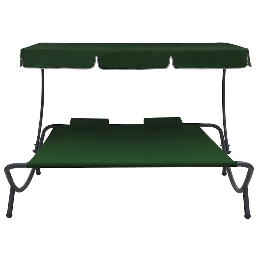 Lounge Bed Green Oxford fabric, powder-coated steel, polyester