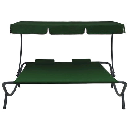 Lounge Bed Green Oxford fabric, powder-coated steel, polyester