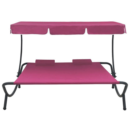 Lounge Bed Pink Oxford fabric, Powder-coated steel Double Durable