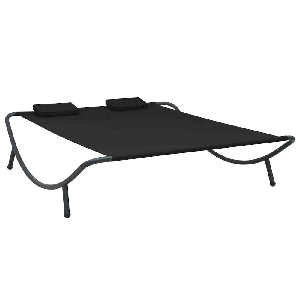 Lounge Bed Black Oxford fabric Large Durable Outdoor Lounge Bed