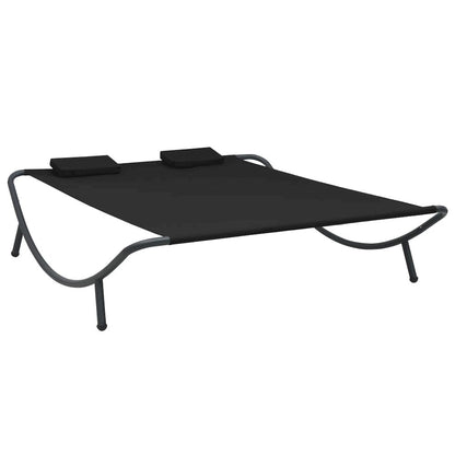 Lounge Bed Black Oxford fabric Large Durable Outdoor Lounge Bed