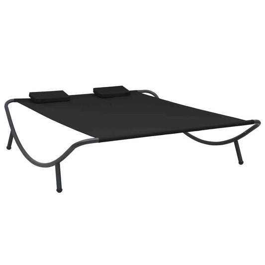 Lounge Bed Black Oxford fabric Large Durable Outdoor Lounge Bed